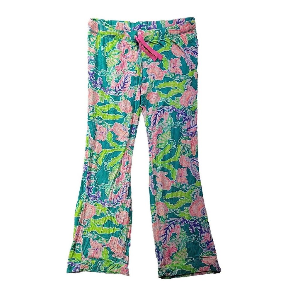 LILLY Pulitzer Women's L Green Shell Print Knit Pajama Pant Sleep Comfort Lounge